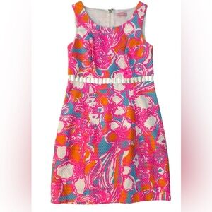 LILLY PULTIZER Iggy Shorely Blue Women's Mini Shift Floral Dress Sleeveless Sz 4